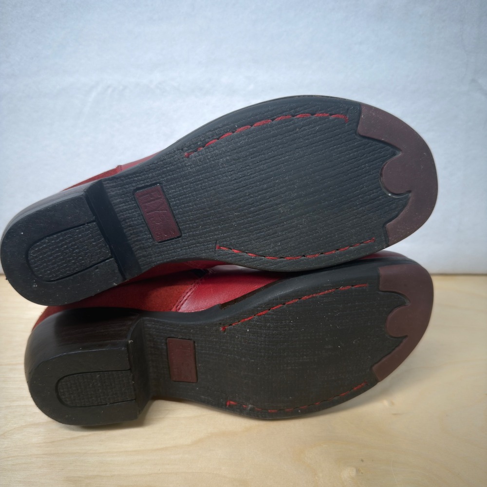 FLY London Red Leather Suede Ankle Boots Buckle Accent Women's Size 38 - Picture 10 of 13